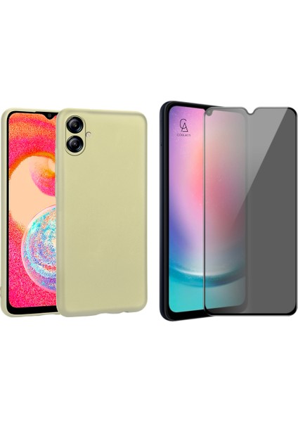 Samsung Galaxy A04E Ile Uyumlu Soft Yumuşak Telefon Kılıfı ve Hayalet Privacy Ekran Koruyucu Seti