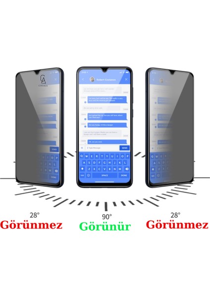 Samsung Galaxy A04E Ile Uyumlu Soft Yumuşak Telefon Kılıfı ve Hayalet Privacy Ekran Koruyucu Seti