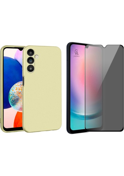 Samsung Galaxy A14 Ile Uyumlu Soft Yumuşak Telefon Kılıfı ve Hayalet Privacy Ekran Koruyucu Seti