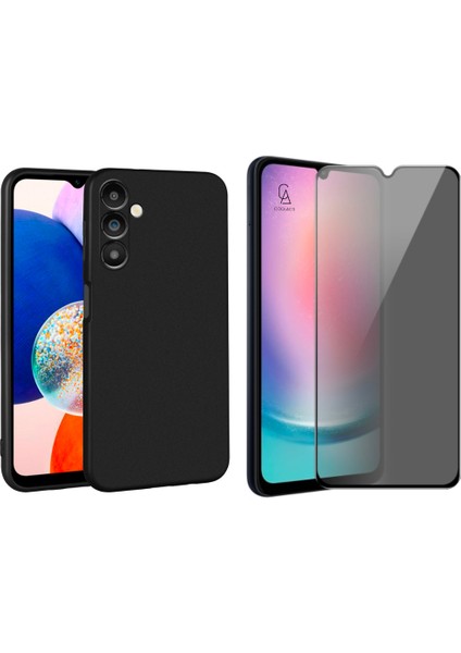 Samsung Galaxy A14 Ile Uyumlu Soft Yumuşak Telefon Kılıfı ve Hayalet Privacy Ekran Koruyucu Seti