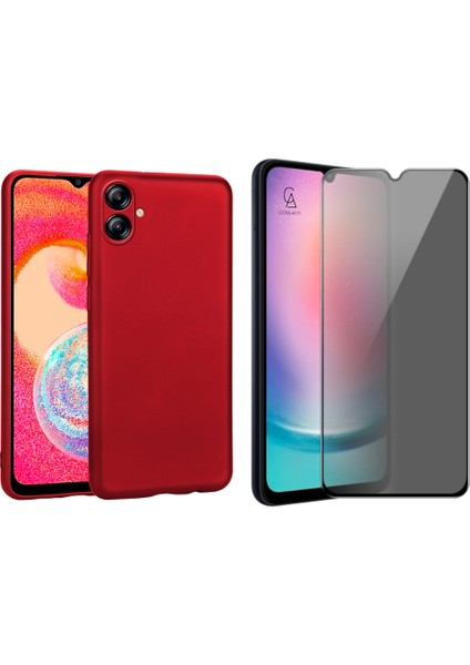 Samsung Galaxy A04E Ile Uyumlu Soft Yumuşak Telefon Kılıfı ve Hayalet Privacy Ekran Koruyucu Seti