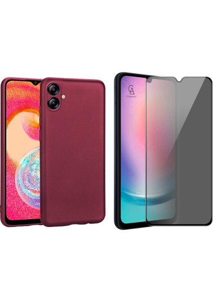 Samsung Galaxy A04E Ile Uyumlu Soft Yumuşak Telefon Kılıfı ve Hayalet Privacy Ekran Koruyucu Seti