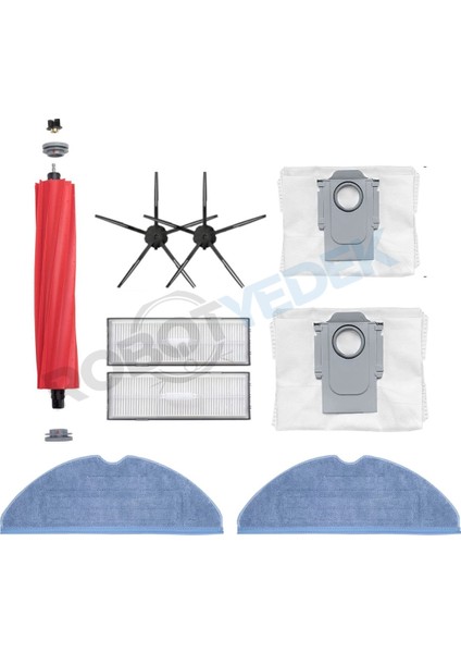 Roborock S7 Maxv Ultra Uyumlu Yedek Fırça Hepa Filtre Toz Torba Mop Seti-9 Parça