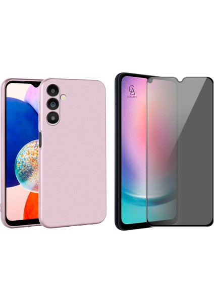 Samsung Galaxy A14 Ile Uyumlu Soft Yumuşak Telefon Kılıfı ve Hayalet Privacy Ekran Koruyucu Seti