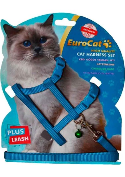Kedi Göğüs Tasma Seti Mavi