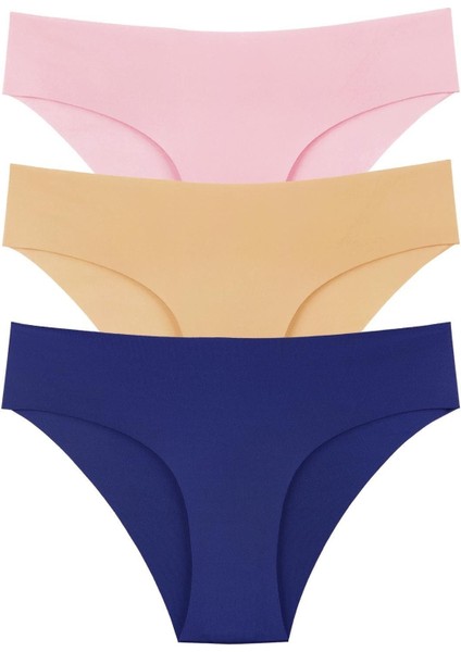 Kadın Dikişsiz Lazer Kesim Likralı Külot 3lü Paket Set - KTS2018 Lacivert fiyatları