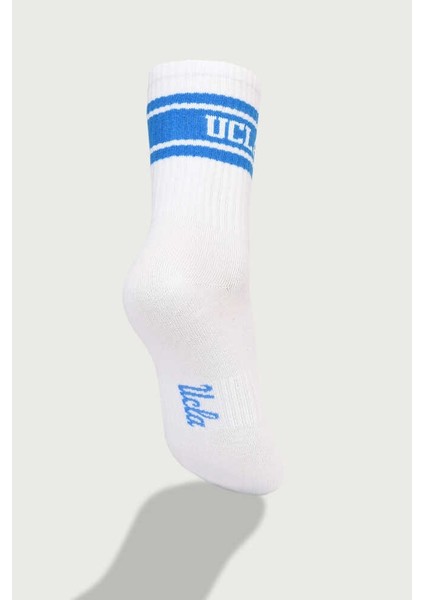 Calzada Beyaz Uzun Jakarlı Standard Fit Unisex Çorap
