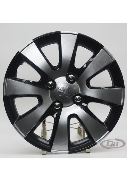 Jant Kapağı Siyah-gri Kırılmaz 15" Peugeot Model (Amblem Hediyeli) (1 Adet)