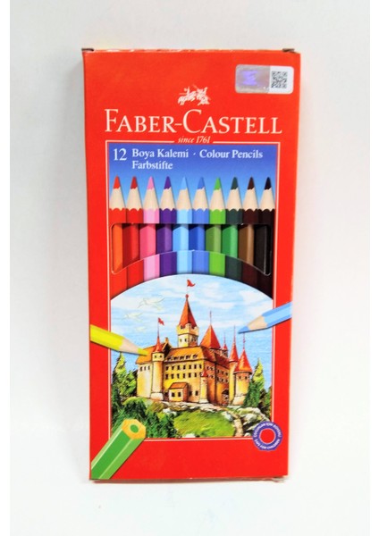 12 Renk Kuru Boya Karton Kutu Tam Boy