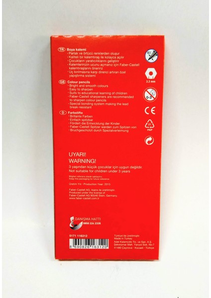 12 Renk Kuru Boya Karton Kutu Tam Boy