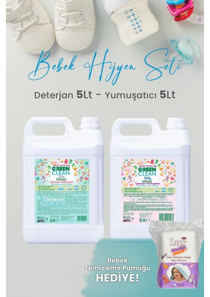 U Green Clean Green Clean Baby Bitkisel Lavanta Yağlı Çamaşır Deterjanı, Yumuşatıcı 5 Lt ve Hediyeli