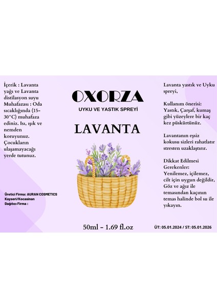 Oxorza Home Lavanta Uyku ve Yastık Spreyi Rahatlatıcı Uyku ve Dinlenme Spreyi Sleep And Pıllow Spray 50 ml