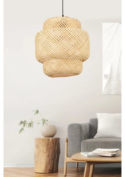 Istanbul Avize Rattan 40 cm Avize Bambu,iskandinav,bohem,modern Aydınlatma