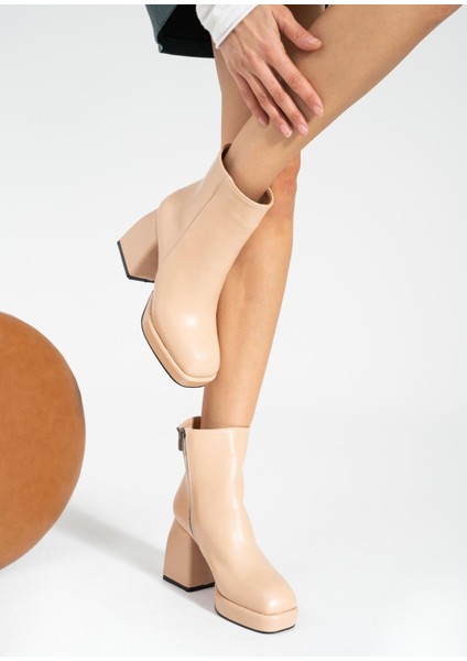 Blant Nude Cilt Platform Topuklu Kadın Bot
