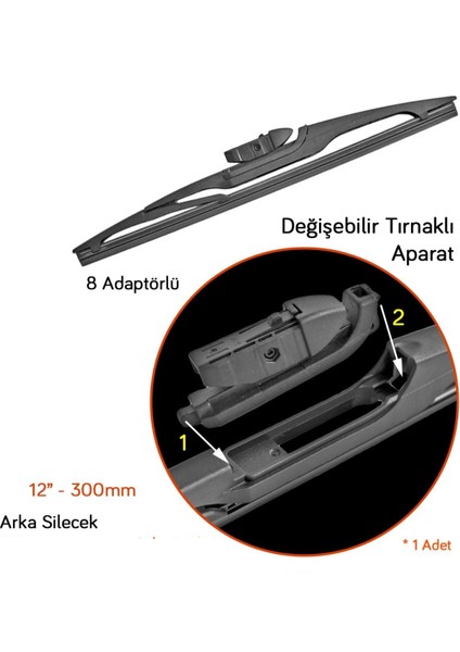 380MM Skoda Activa Iıı Sw 2012-2019 Arka Silecek Takımı Aparatlı