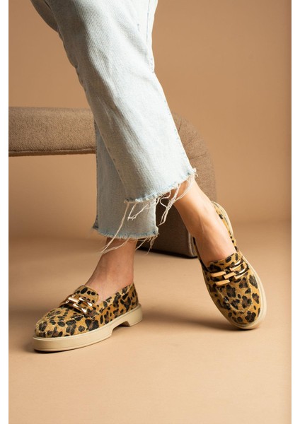 Venta Leopar Toka Detaylı Kadın Loafer Ayakkabı