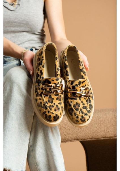 Venta Leopar Toka Detaylı Kadın Loafer Ayakkabı