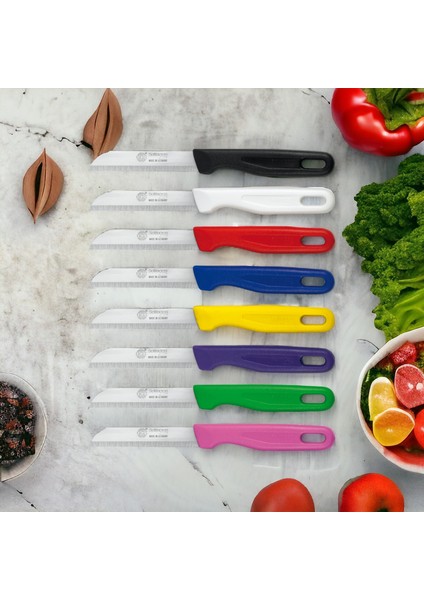6 Lı Meyve Sebze Bıçağı Dişli Tırtıklı Delikli Bıçak Pembe