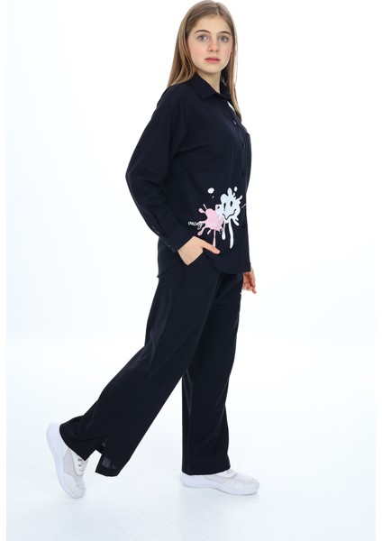 Kız Çocuk Gömlekli Alt-Üst Takım 8-14 Yaş LX311