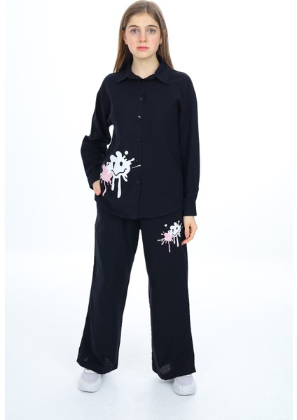 Kız Çocuk Gömlekli Alt-Üst Takım 8-14 Yaş LX311 modelleri