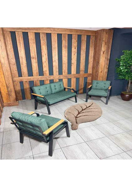 Kavacık 2 1 1 Bahçe Takımı, Bahçe Mobilyası, Balkon Takımı, Yeşil Renk Balkon Oturma Grubu