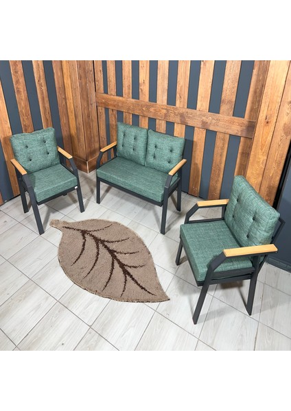 Kavacık 2 1 1 Bahçe Takımı, Bahçe Mobilyası, Balkon Takımı, Yeşil Renk Balkon Oturma Grubu