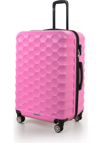 Petek Model Pembe Renk Büyük Boy Valiz Bavul