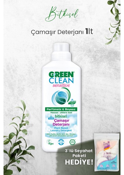 Green Clean Sensıtıve Kokusuz Çamaşır Deterjanı 1 L ve Hediyeli
