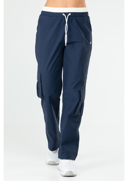 Lacivert Regular Fit Düz Kargo Cep Düz Paça Kadın Eşofman Altı - SD0942