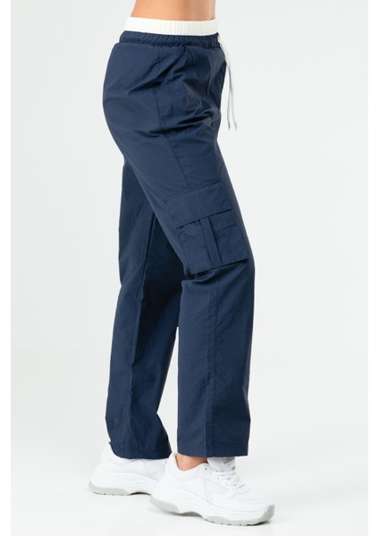 Lacivert Regular Fit Düz Kargo Cep Düz Paça Kadın Eşofman Altı - SD0942 fiyatları
