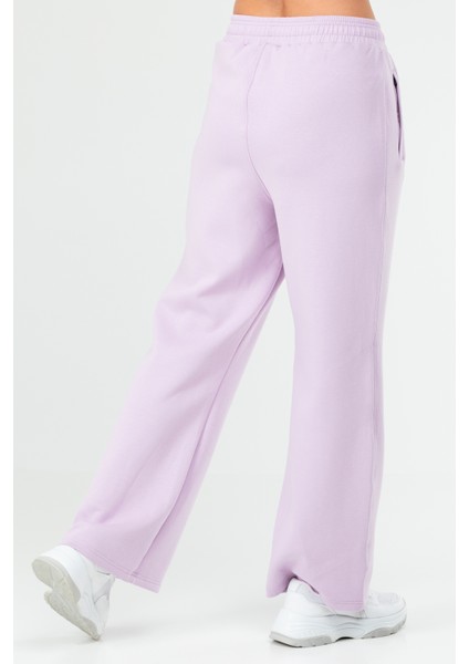 Lila Regular Fit Düz Pamuklu Yandan Cep Geniş Paça Kadın Eşofman Altı - SD0939 fırsatları