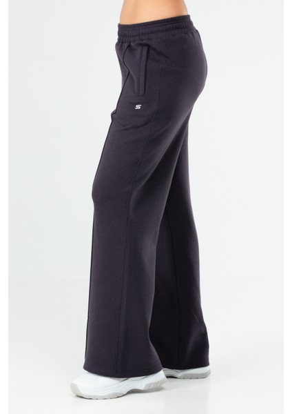 Siyah-Mor Regular Fit Düz Pamuklu Yandan Cep Geniş Paça Kadın Eşofman Altı - SD0939 fiyatları
