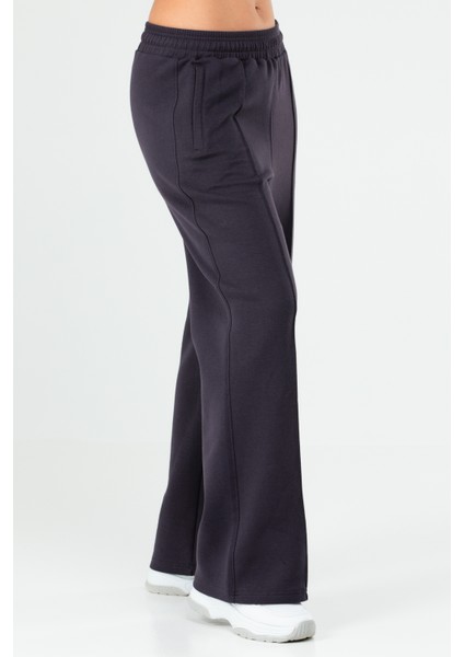 Siyah-Mor Regular Fit Düz Pamuklu Yandan Cep Geniş Paça Kadın Eşofman Altı - SD0939 modelleri