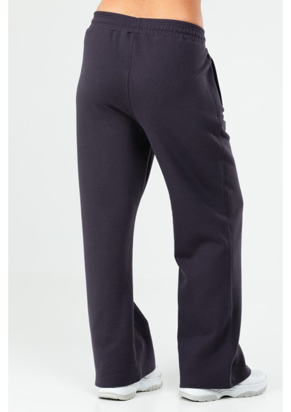 Siyah-Mor Regular Fit Düz Pamuklu Yandan Cep Geniş Paça Kadın Eşofman Altı - SD0939 fırsatları
