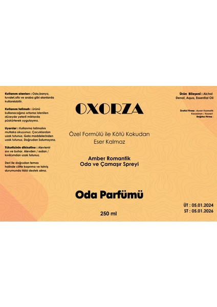 Amber Romantik Oda ve Çamaşır Spreyi Oda Kokusu Room Spray 250 ml fiyatları