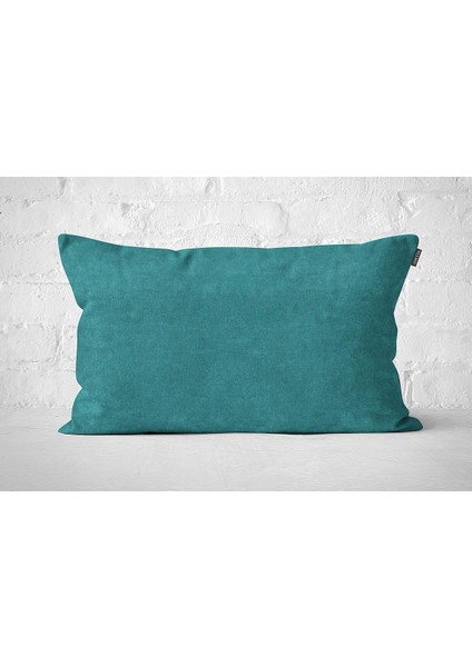 Tekli Kadife Dokulu Kırlent Kılıfı Turkuaz