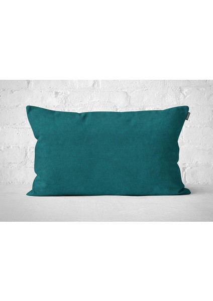 Tekli Kadife Dokulu Kırlent Kılıfı Petrol