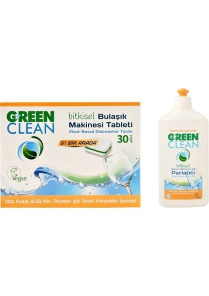 U Green Clean Green Clean Bulaşık Makinesi Tablet 30 Adet ve Parlatıcı 500 ml