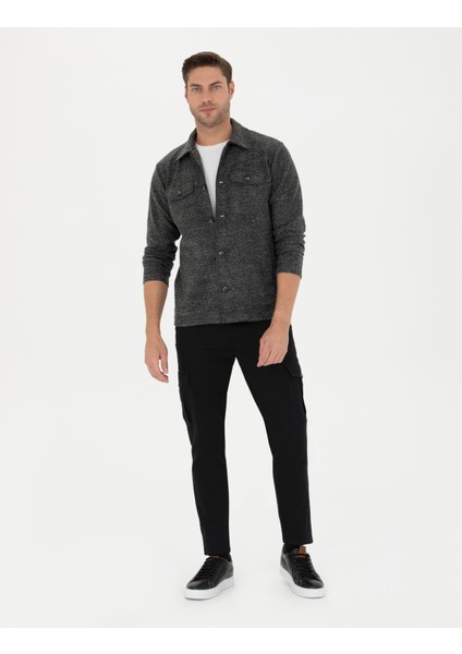 Erkek Siyah Slim Fit Kargo Pantolon 50278439-VR046