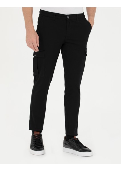 Erkek Siyah Slim Fit Kargo Pantolon 50278439-VR046 fiyatları