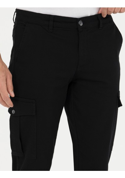 Erkek Siyah Slim Fit Kargo Pantolon 50278439-VR046 indirimleri