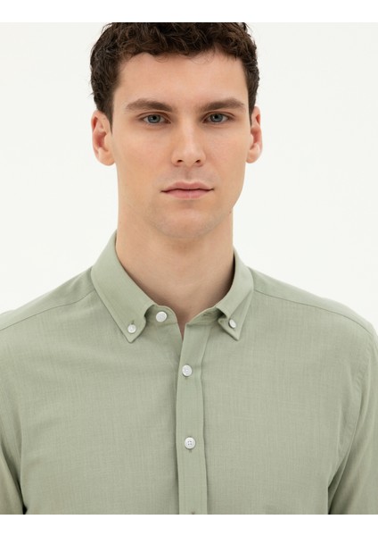 Erkek Yeşil Slim Fit Uzun Kollu Gömlek 50283343-VR016 fiyatları