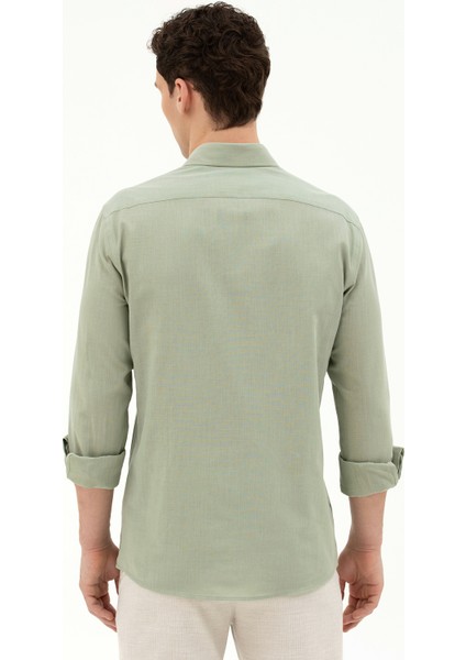 Erkek Yeşil Slim Fit Uzun Kollu Gömlek 50283343-VR016 indirimleri