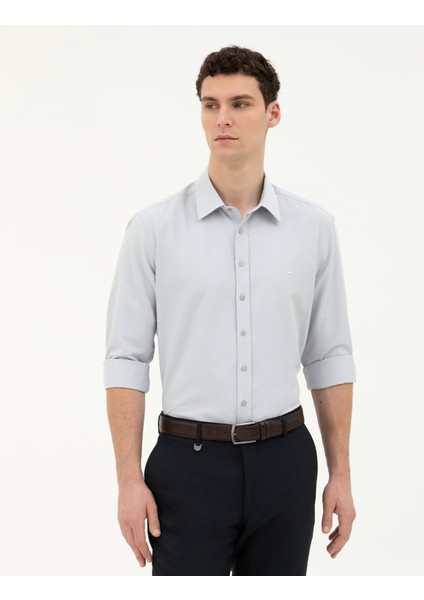 Erkek Gri Slim Fit Uzun Kollu Gömlek 50282967-VR024
