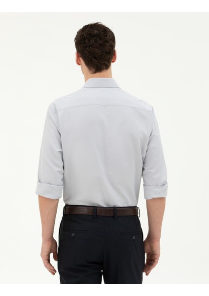 Erkek Gri Slim Fit Uzun Kollu Gömlek 50282967-VR024