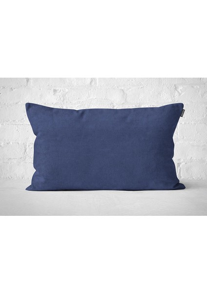 Tekli Kadife Dokulu Kırlent Kılıfı Mavi