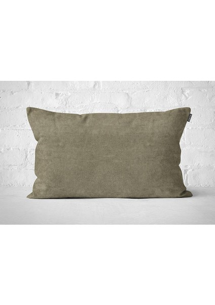 Tekli Kadife Dokulu Kırlent Kılıfı Haki Yeşil