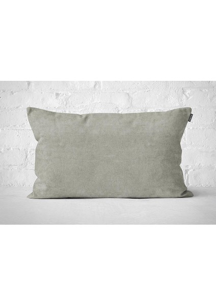 Tekli Kadife Dokulu Kırlent Kılıfı Taş