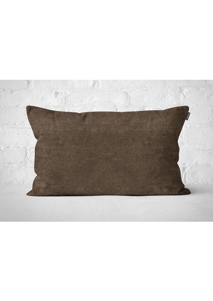 Tekli Kadife Dokulu Kırlent Kılıfı Açık Kahve