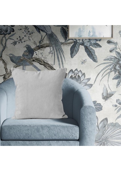 Tekli Kadife Dokulu Kırlent Kılıfı Açık Gri